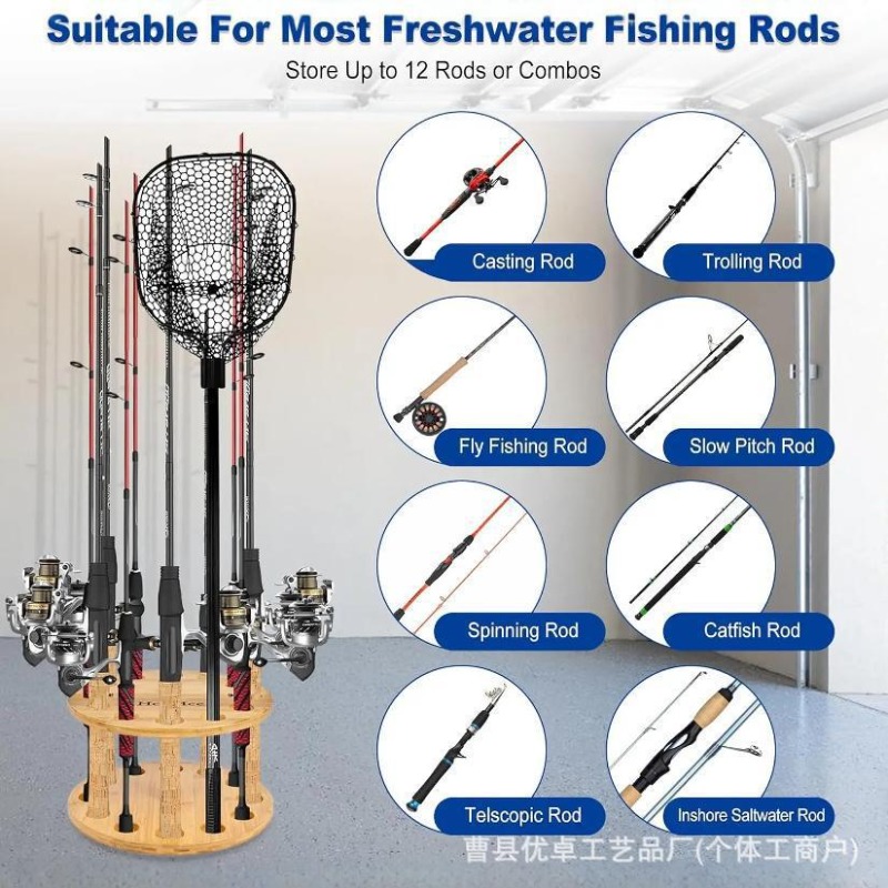 Ronde houten hengelsteun met d - Fishing Equipment Rod recensie en prijs